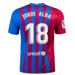 Camisola FC Barcelona Jordi Alba 18 Equipamento Primeiro 2021-2022 Manga Curta